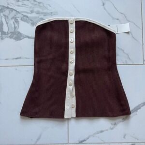 Abercrombie & Fitch Ottoman Button-Front Tube Top brown size Small